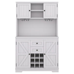 Bellemave® Farmhouse Wine Cabinet with Drawers shelves and cabinets, Buffet Cabinet Wine & Glass Racks