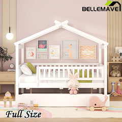 Bellemave® Wooden House Bed with Trundle Bed