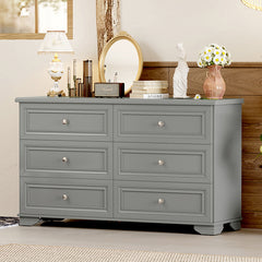 Bellemave® 6 Drawers Elegant Design Wooden Dresser with Metal Handles