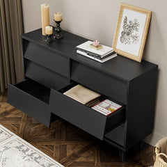 Bellemave® 6 Drawer Double Dresser Features Vintage-style and Bevel Design