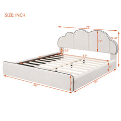 Bellemave® Queen Size Upholstered Platform Bed with Cloud-Shaped Headboard