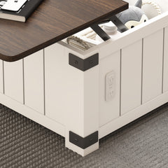 Bellemave® Farmhouse Lift Top Coffee Table with Storage, Charging Station&USB Ports