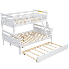 Bellemave® Twin over Full Bunk Bed with Ladder, Safety Guardrail and Twin Size Trundle