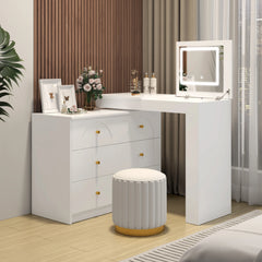 Bellemave® Vanity Desk with Mirror and Lights, Flip-Top Tabletop, 7 Storage Drawers, 9 Compartments