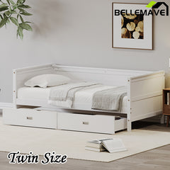 Bellemave® Twin Size Solid Wood Daybed with Two Drawers