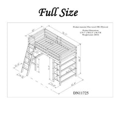 Bellemave® Loft Bed with Desk,Ladder and Shelve