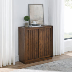 Bellemave® Mid Century Sideboard with 2 Sliding Door & Solid Wood Decorative Strips