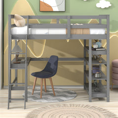 Bellemave® Loft Bed with Desk,Ladder and Shelve