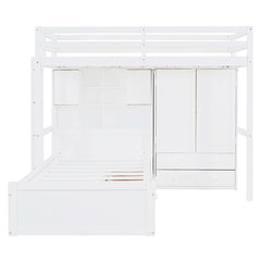 Bellemave® Twin Size Bunk Bed with Drawers, Wardrobe, Storage Shelves and Hydraulic