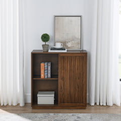 Bellemave® Mid Century Sideboard with 2 Sliding Door & Solid Wood Decorative Strips