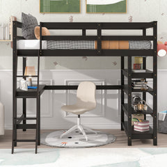 Bellemave® Loft Bed with Desk,Ladder and Shelve