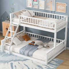 Bellemave® Twin XL over Queen Bunk Bed with Ladder and Guardrails