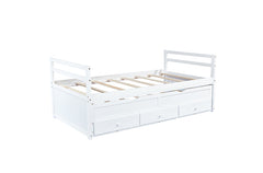 Bellemave® Twin Size Pine Wood Daybed with Trundle and Three Storage Drawers