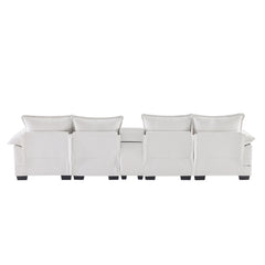 Bellemave® 123" Modern U-shaped Sofa with Console,Cupholders and USB Ports