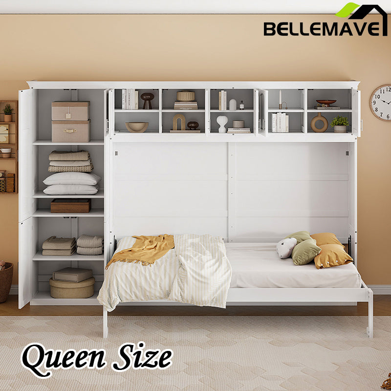 Bellemave® Queen Size Murphy Bed Wall Bed with Cabinets