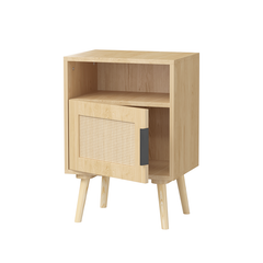 Bellemave® Rattan Nightstand with Door Open Shelf