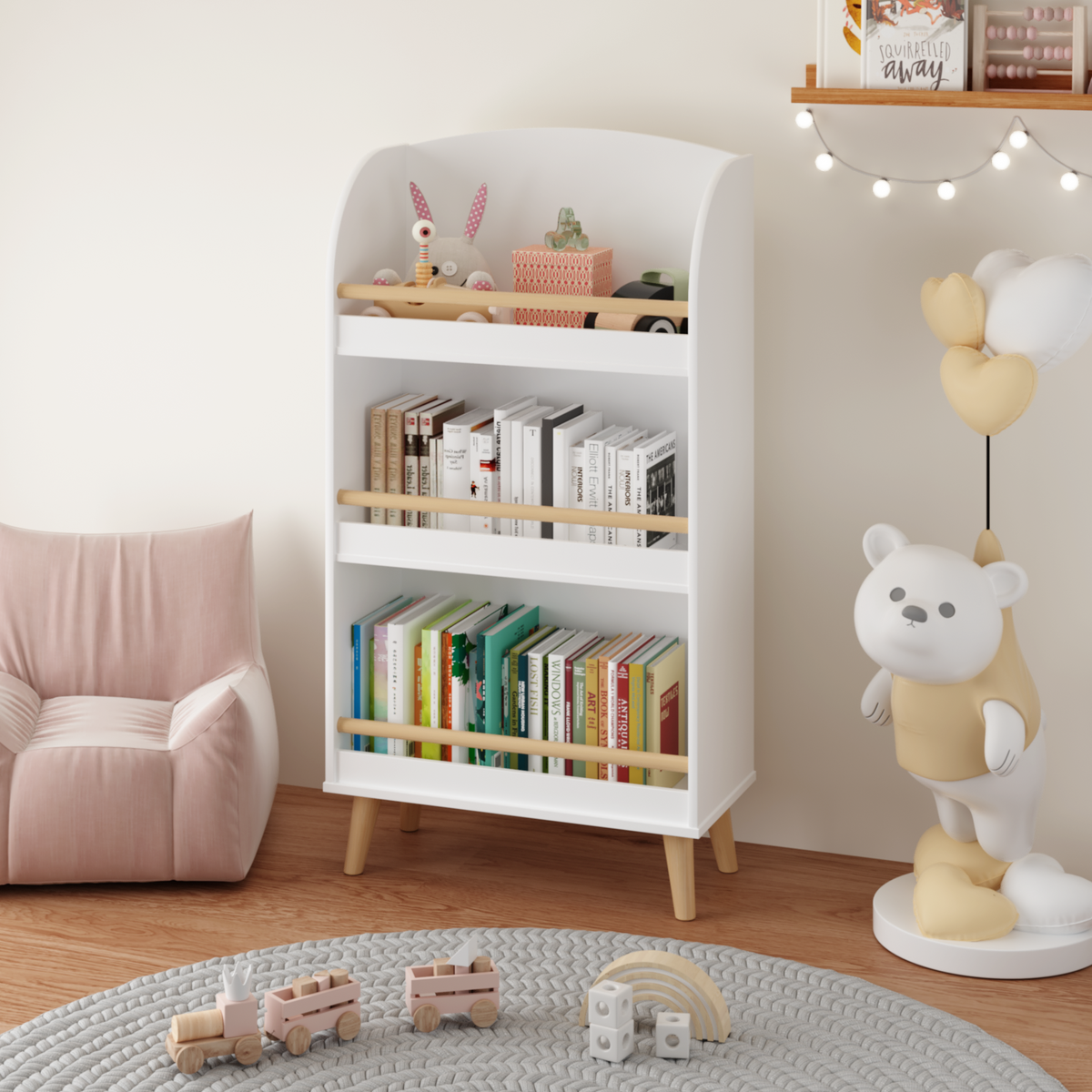 Bellemave® 3-Tier Bookcase, Book Organizer, Toy Storage Cabinet Organizer