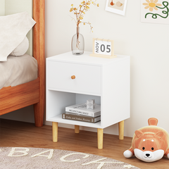 Bellemave® Wooden Nightstand with One Drawer One Shelf