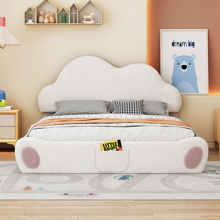 Bellemave® Queen Size Cloud-Shaped Headboard Upholstered Platform Bed with Rounded Footboard and Pocket