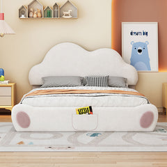 Bellemave® Queen Size Cloud-Shaped Headboard Upholstered Platform Bed with Rounded Footboard and Pocket