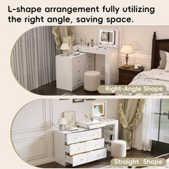 Bellemave® Vanity Desk with Mirror and Lights, Flip-Top Tabletop, 7 Storage Drawers, 9 Compartments