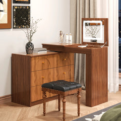 Bellemave® Vanity Desk with Mirror and Lights, Flip-Top Tabletop, 7 Storage Drawers, 9 Compartments