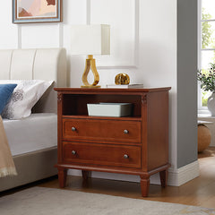 Bellemave® Open Space and 2 Drawers Dresser Nightstand with Charging Station