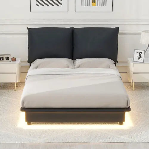 Bellemave® Upholstered Platform Bed with Sensor Light and Ergonomic Design Backrests Bellemave®