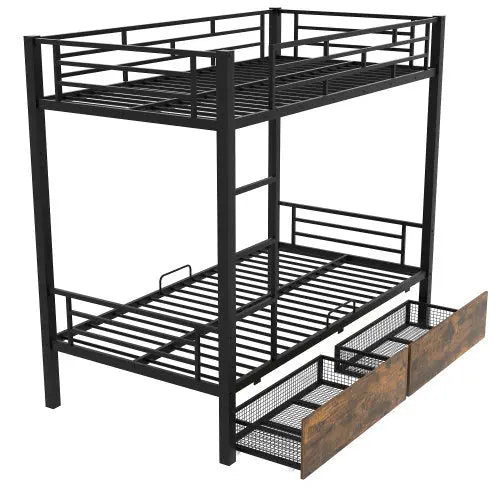 Bellemave® Twin Size Metal Bunk Bed with 2 Drawers Bellemave®