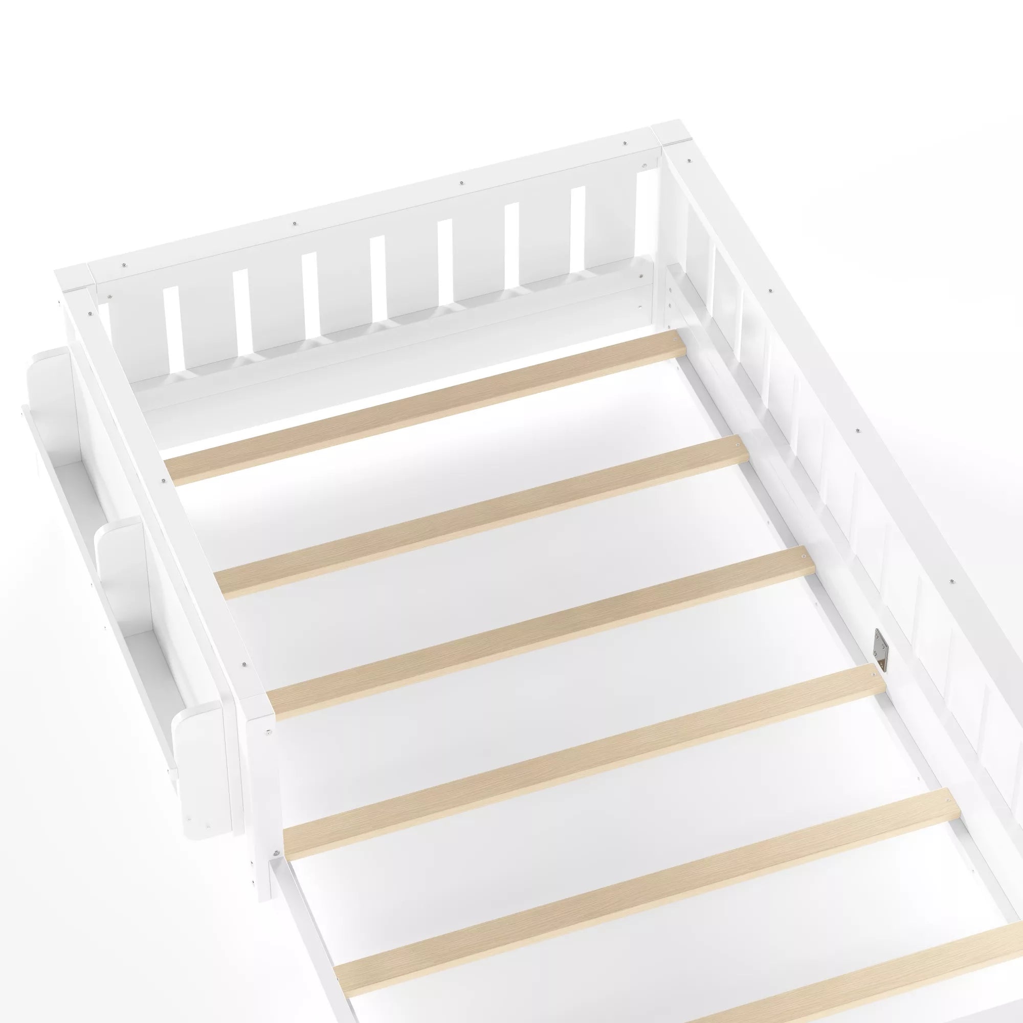 Wooden Montessori floor bed frame with low profile sleeping design