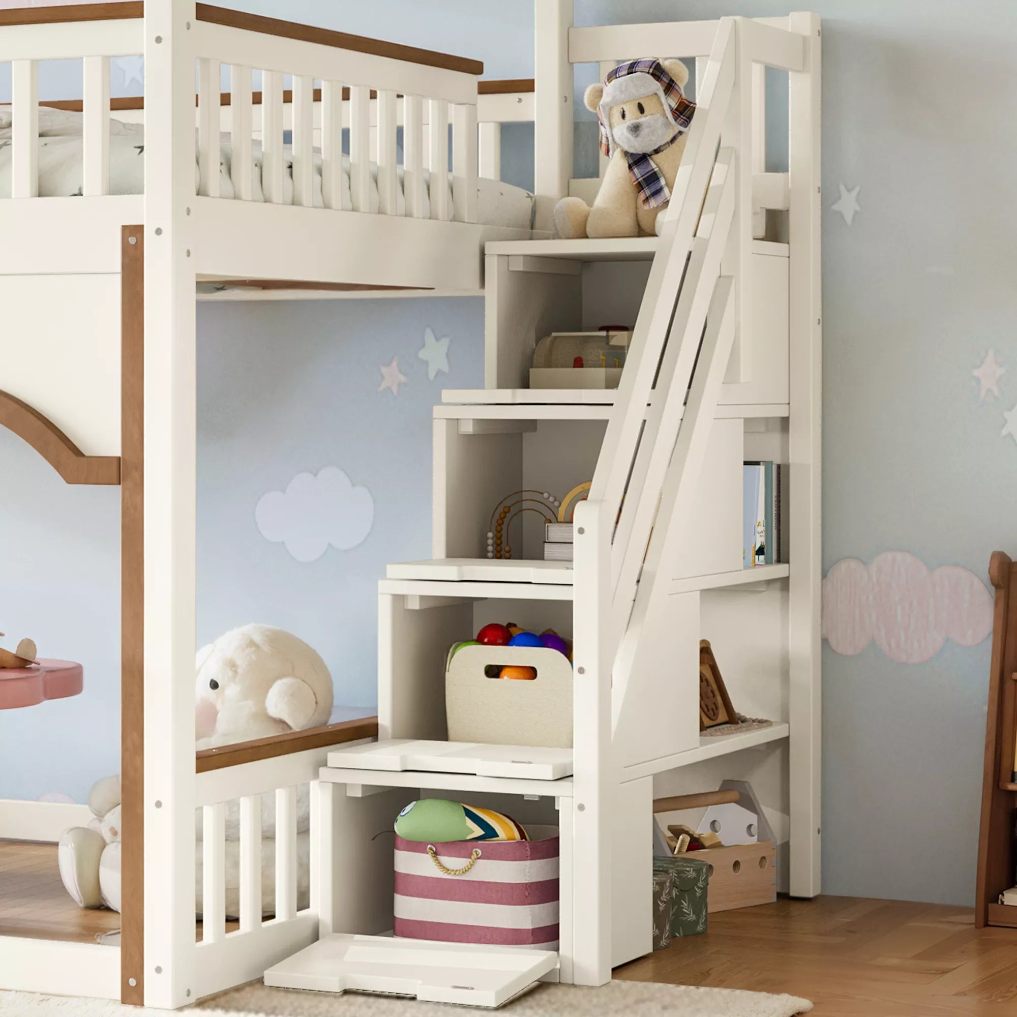 house bunk bed with convertible play space