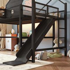 Loft bed with slide in bedroom setting