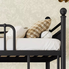 Bellemave® Metal Bunk Bed with Curved Guardrails, Space-Saving Bunk Bed Frame for Kids & Teens