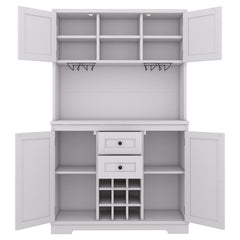 Bellemave® Farmhouse Wine Cabinet with Drawers shelves and cabinets, Buffet Cabinet Wine & Glass Racks