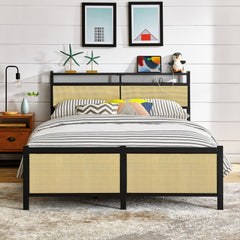 Bellemave® Metal Platform Bed with LED light