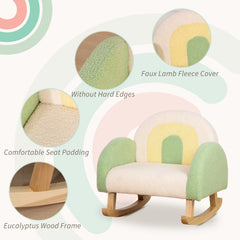 Rocking Toddler Sofa Chair with Solid Wooden Frame - Faux Lamb Fleece Fabric