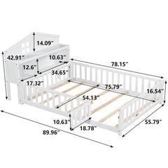 Bellemave® Full Size Floor Bed with Bookcases and Blackboards