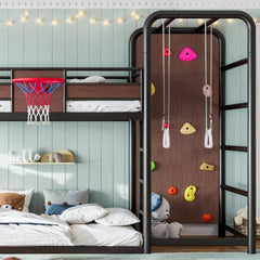 Multifunctional metal loft bed combining sleeping space and children's play area