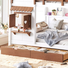 Under bed storage drawers for wooden house bunk bed