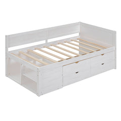 Bellemave® Wooden Daybed with Drawers and Shelves