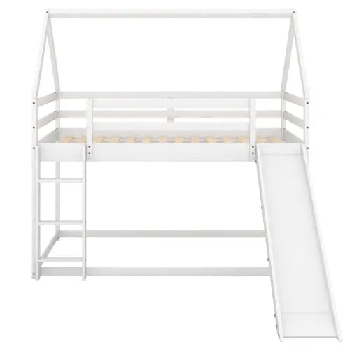 Bellemave® Twin Size Floor House Bunk Bed with Slide and Ladder Bellemave®