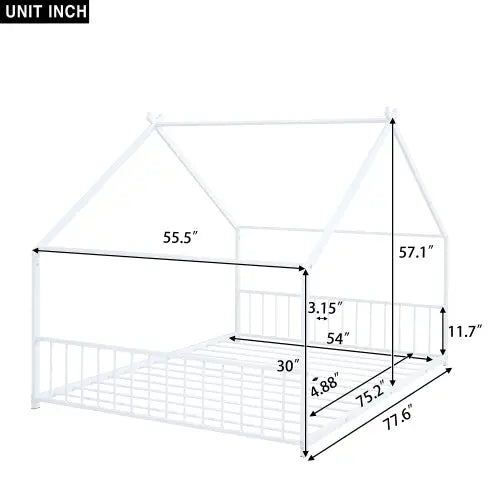 Bellemave Full Size Metal Montessori House Floor Bed Bellemave