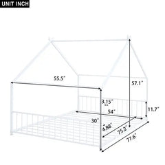 Bellemave Full Size Metal Montessori House Floor Bed Bellemave