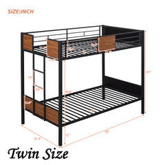 Bellemave® Modern Metal Bunk Bed with Safety Rail and Built-In Ladder