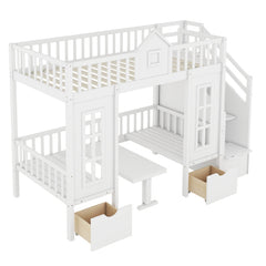 Bellemave® Fun Castle Shaped Bunk Bed Turn into Upper Bed and Down Desk