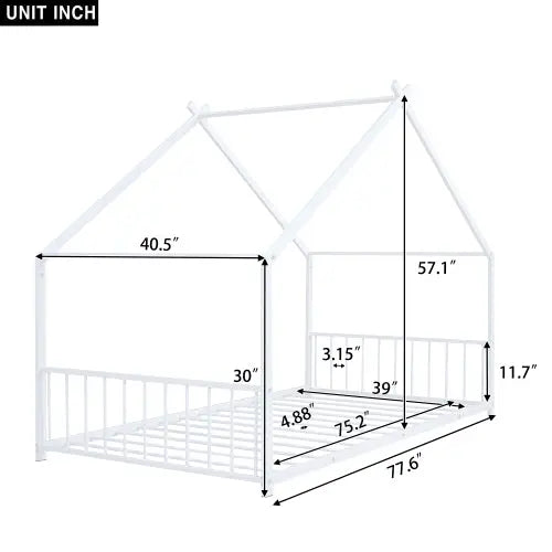 Bellemave® Twin Size Montessori Metal House Bed Bellemave®