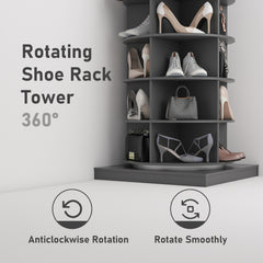 Bellemave® 360 Rotating Shoe Cabinet with 7 Layers Can Accommodate Up to 28 Paris Shoes