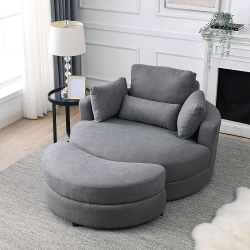 Bellemave 51" Modern Ottoman Linen Fabric Sofa with Storage