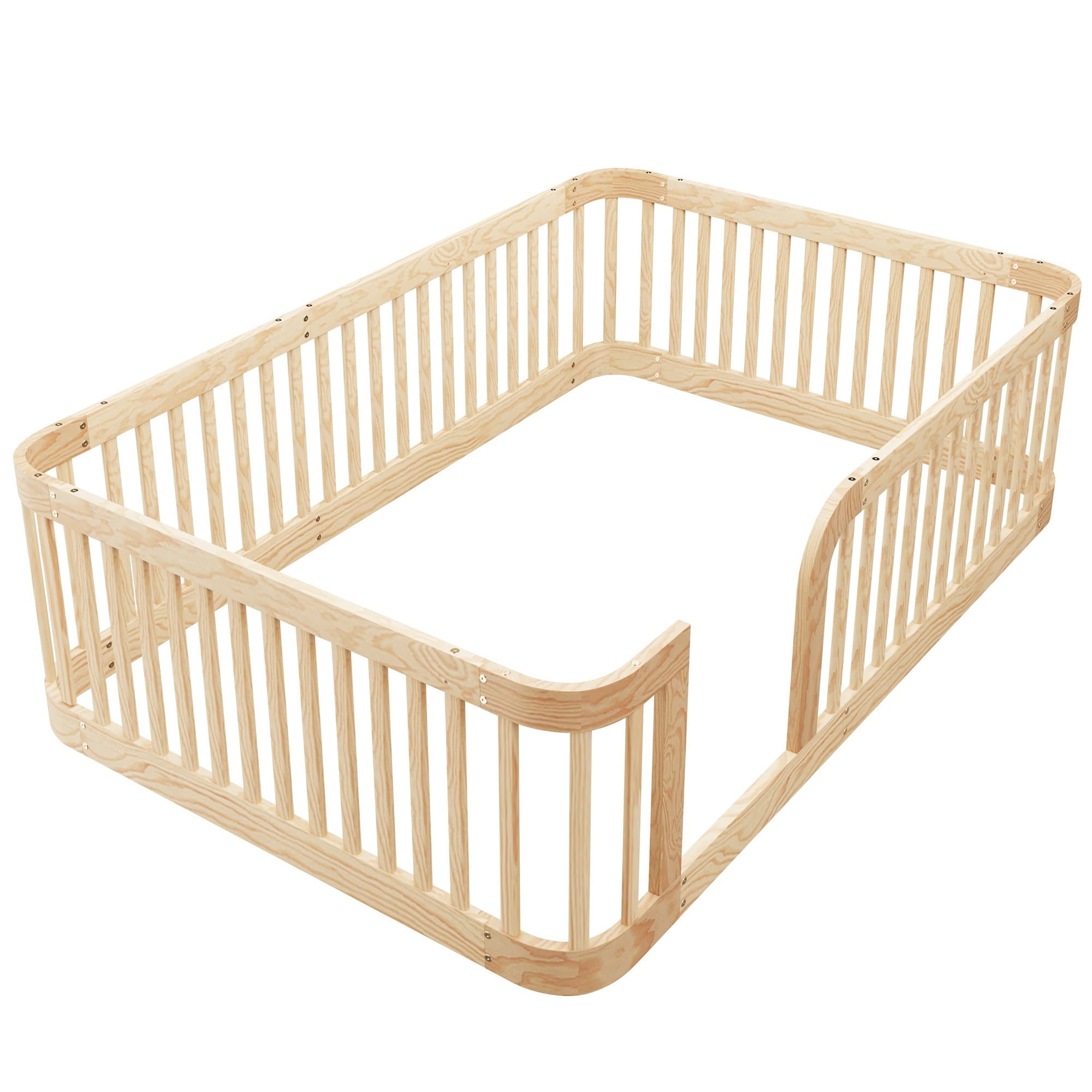 Bellemave® Twin Size Wood Montessori Floor Bed with Fence Bellemave®