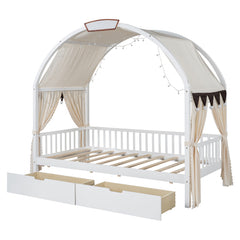 Bellemave® Twin Size Daybed with Arched Roof and 2 Drawers